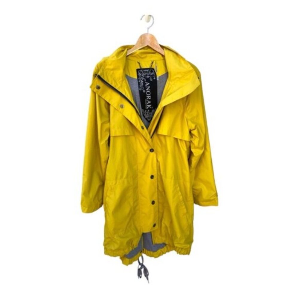Yellow Hooded Rain Jacket for Women